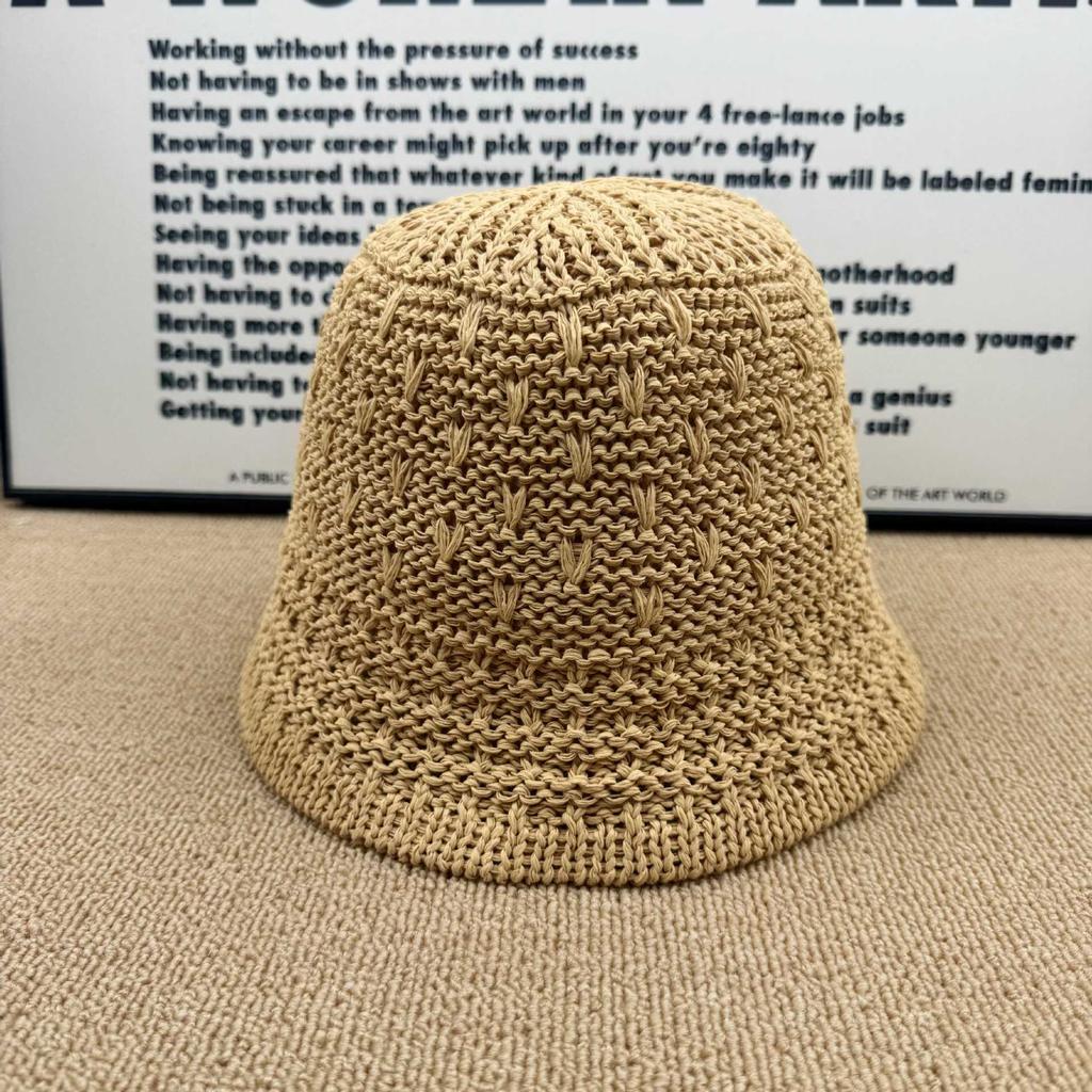 Three-dimensional Jacquard Knitted Bucket Hat Women's Breathable Hollow Bucket Hat Summer Versatile Face Small Sun Hat Tide