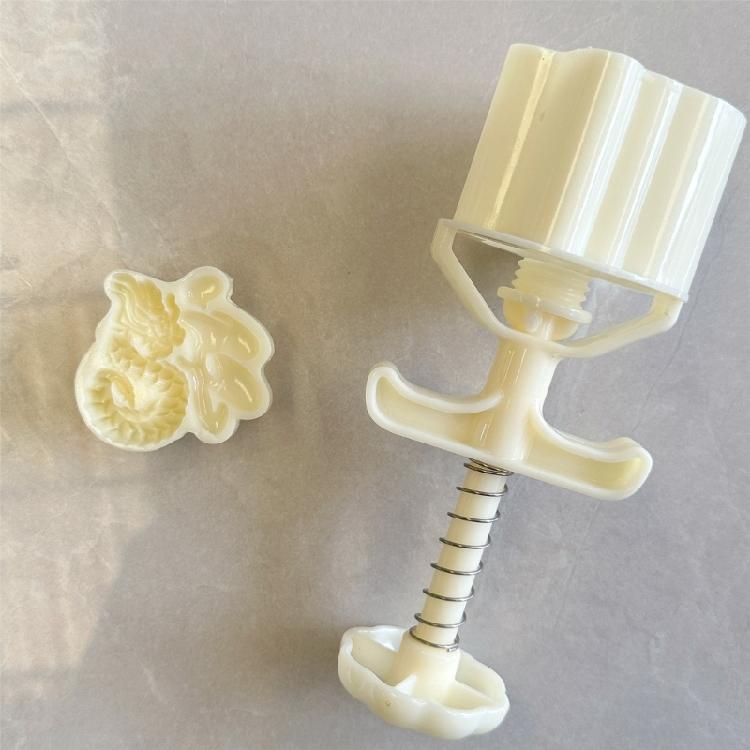 Dragon Pattern Moon Cake Mold Pastry Tool Hand Press Cookie Dessert Cutter Bakings Tool for MidAutumn Festival Easy Use
