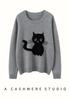 2025 Autumn/Winter Women's Cashmere Kitten Jacquard Long Sleeve Sweater - Round Neck