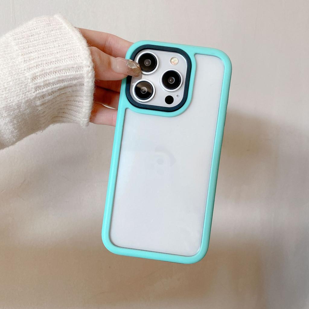 Macaron three-in-one suitable for Apple 16promax contrasting color transparent mobile phone case Apple 11 simple protective case