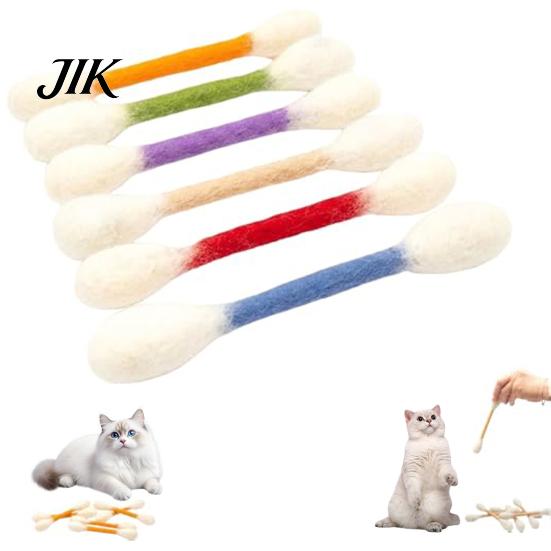 Indoor Cat Play Toy 6Pcs Cotton Swabs Toys with Catnip Giant Kitten Chew Sticks Felt Swab Cats Dental Care Teething Big Interactive Boredom