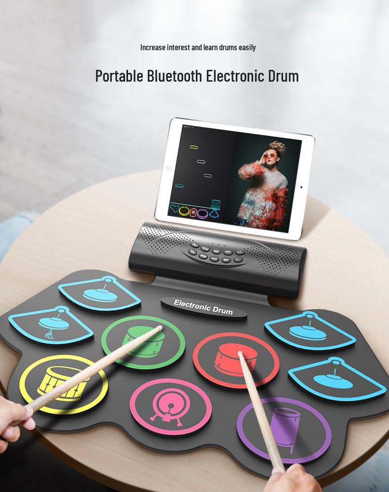 Portable Electronic Hand Roll Drum Kit for Beginners and Children - Foldable Jazz Drum Set