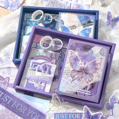 Butterfly Atlas Warm Series Gift Box: Cute Girlish Grid Notebook Set