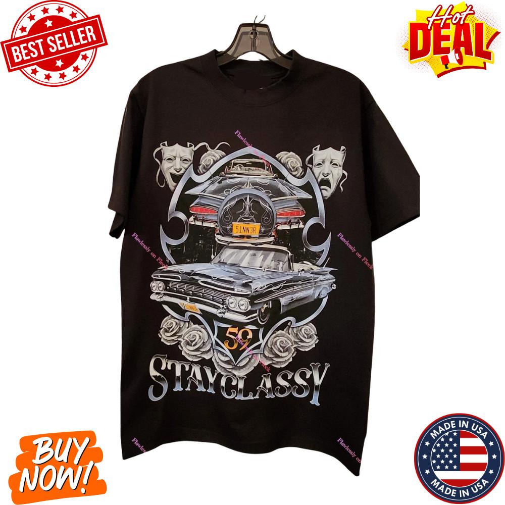 Графическая футболка Lowrider “Stay Classy” – Уличная футболка с принтом винтажных автомобилей, унисекс XL