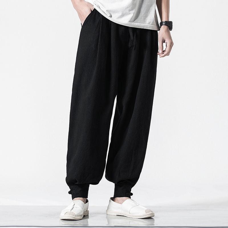 Monk Loose Cotton-Linen Meditation Pants - Hemmed for Spring & Summer
