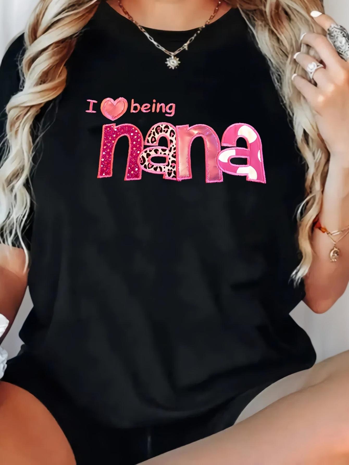 

[Casual T-Shirt] Plus Size Casual Women s T-Shirt | Short Sleeve Round Neck, Slightly Stretchy, Nana Print 5XL різнокольоровий