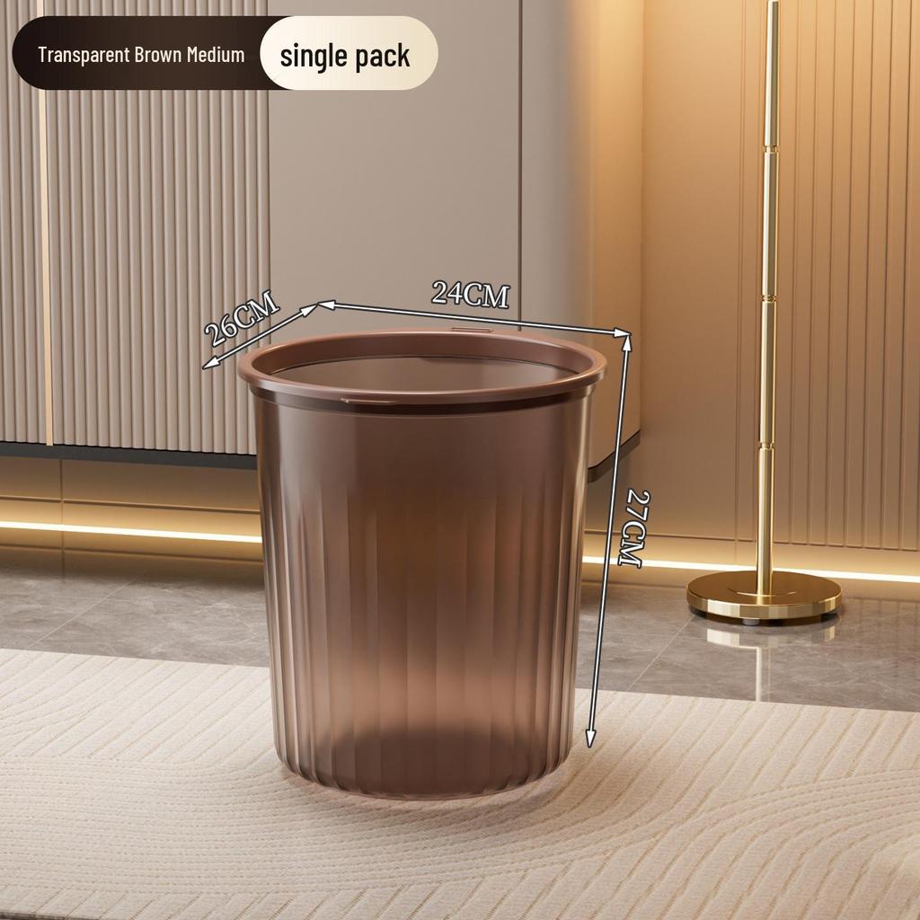Elegant Large Capacity Grey Transparent Trash Can for Bedroom or Office