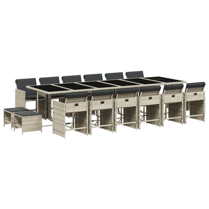 VidaXL Ensemble à Manger de Jardin avec Coussins 17 pcs, Table et Chaise de Terrasse, Meubles de Patio, Mobilier 3211187