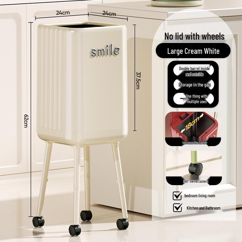 

Premium High-Leg Trash Can for Home & Living Areas - Large Capacity, Stylish Design, No Bending Required, with Lid
