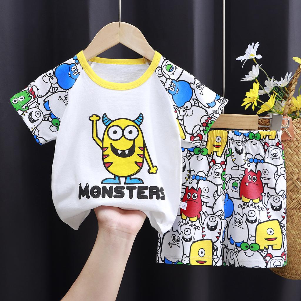 Children's Cotton T-shirt Set - Summer Boys' Casual Short-sleeved Shorts 2-piece Set