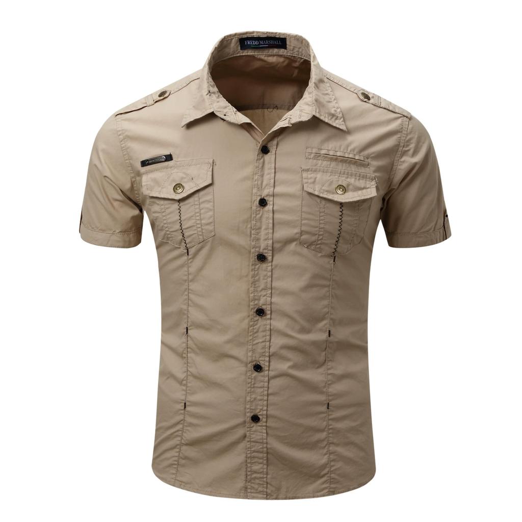 Men's Short Sleeved Shirt, Outdoor Men's Plus Size Military Workwear, All Cotton Shirt