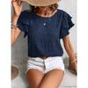 Women's Textured Ruffle Short Sleeve Blouse Summer Crew Neck Tops Dressy Casual Loose Fit Tee Shirts Beach Clothes