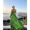 Ladies Summer New Sexy Chest Wrapped Bronzing Party Dress Solid Color Elegant Casual Big Swing Decoration Design Long Skirt