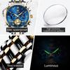 OLEVS Men's Watches Tourbillon Style Trend Fashion Original Quartz Wristwatch Waterpoorf Luminous Chronograph Moon Phase