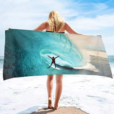 Serviette de plage microfibre sans sable Été frais Bord de mer Surf Séchage rapide Léger Serviettes de bain/plage pour voyager Salle de bain Plage