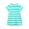 Girls short-sleeved dress cartoon embroidered patch princess dress summer new striped crew neck children's skirt