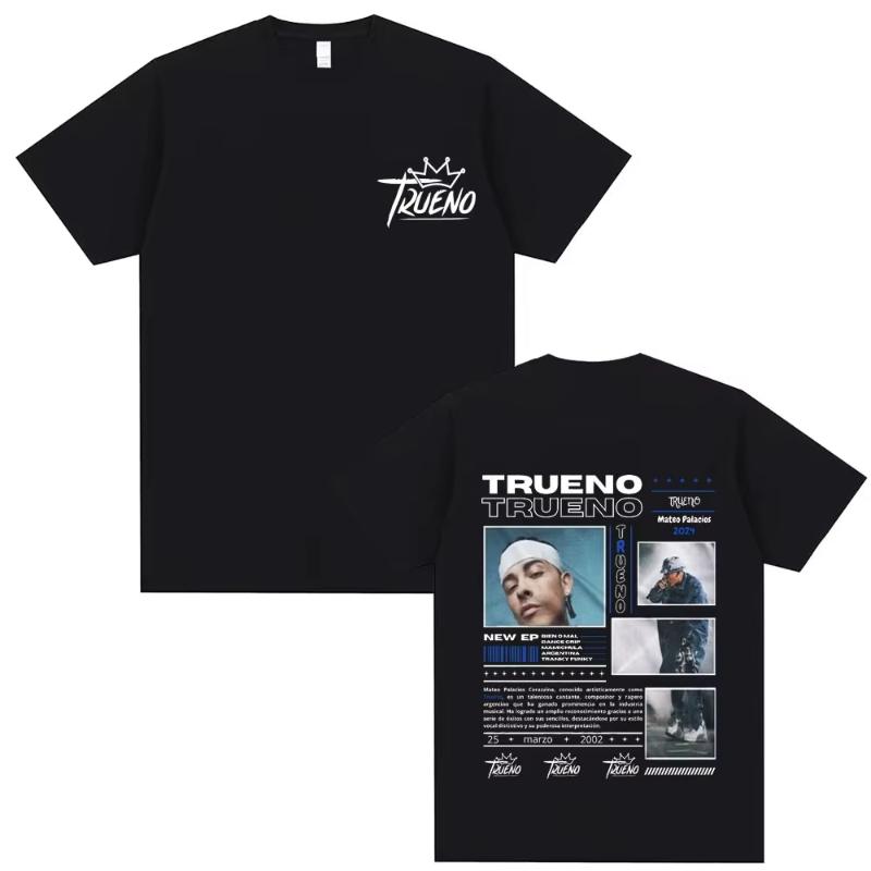 Rapper Trueno Album Tour Merch Tshirt Men Women Clothes Fashion Short Sleeve Tee Shirt Streetwear Loose Tshirts Unisex