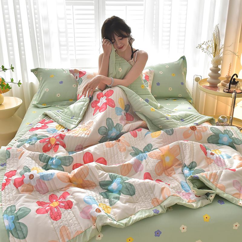 Summer Patchwork Quilt Flower Printed Quilted Bedspread For Beds Single/Queen/King Size Comforter/Duvet For Summer
