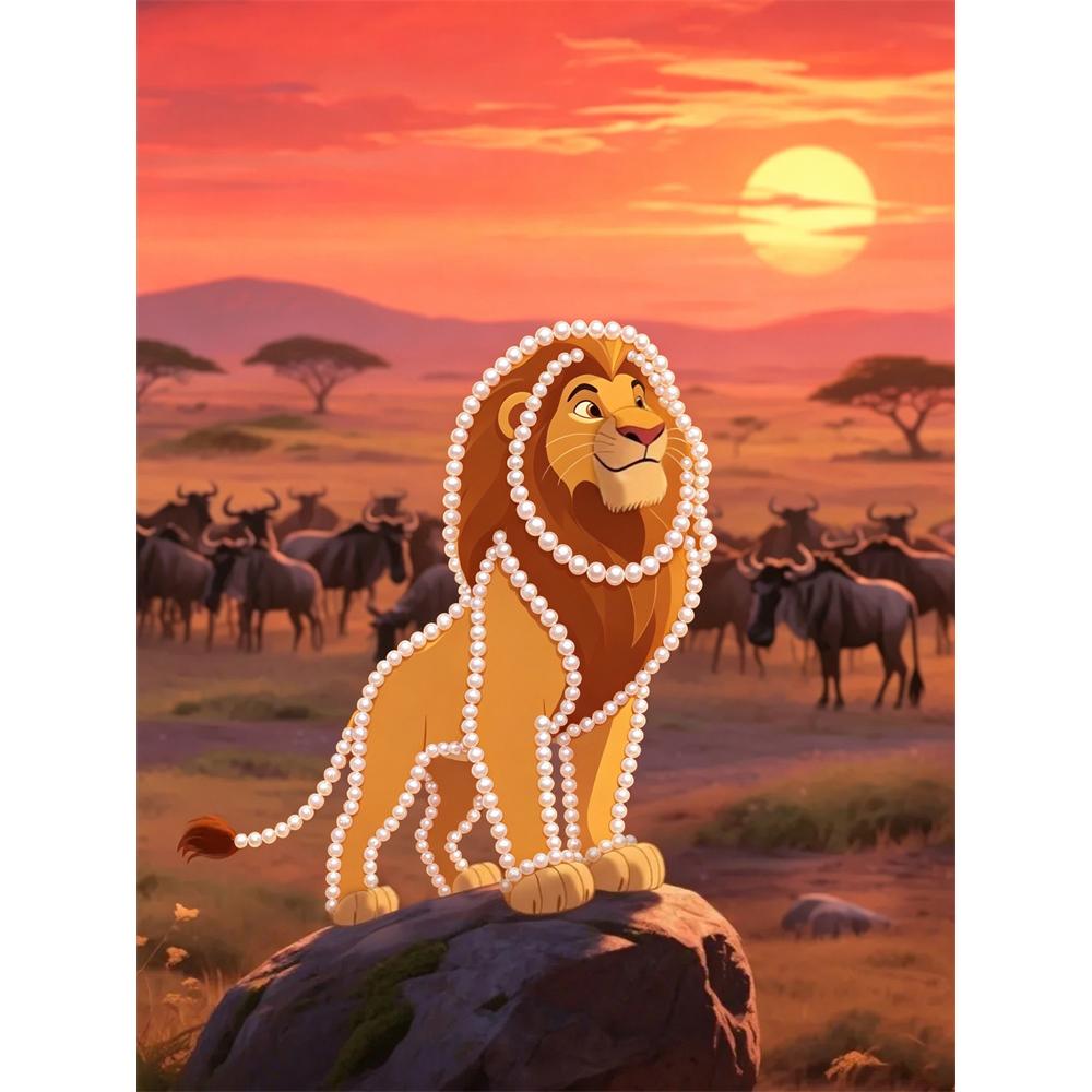 

Disney Pearl Painting Head Lion King Themed Creative Pearl Art Painting 5D DIY Pearl Embroidery Mosaic Cross Stitch Kit Home Decor 30x40