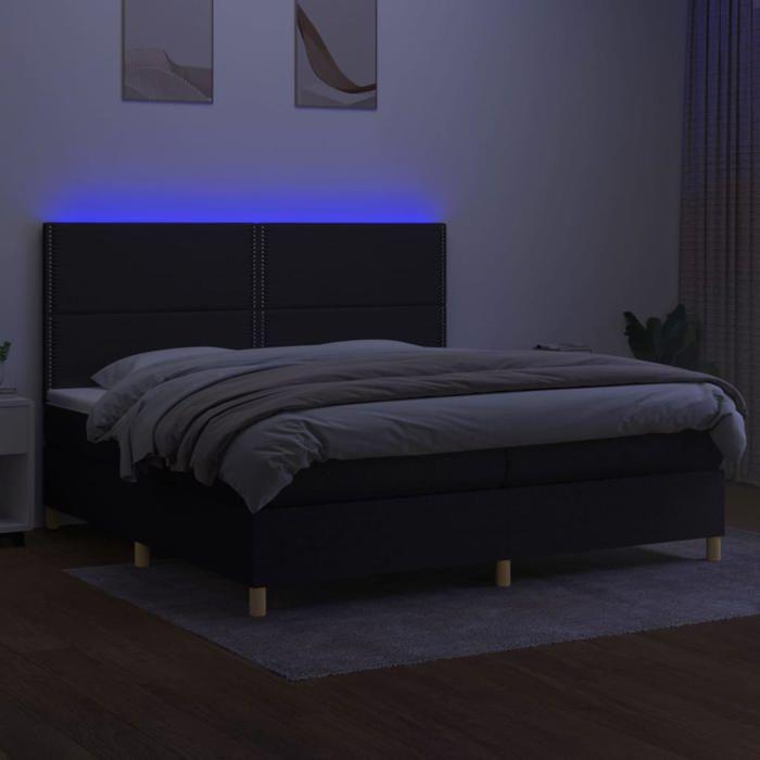 Maison Exclusive - Sommier à lattes de lit et matelas et LED Noir 200x200 cm Tissu
