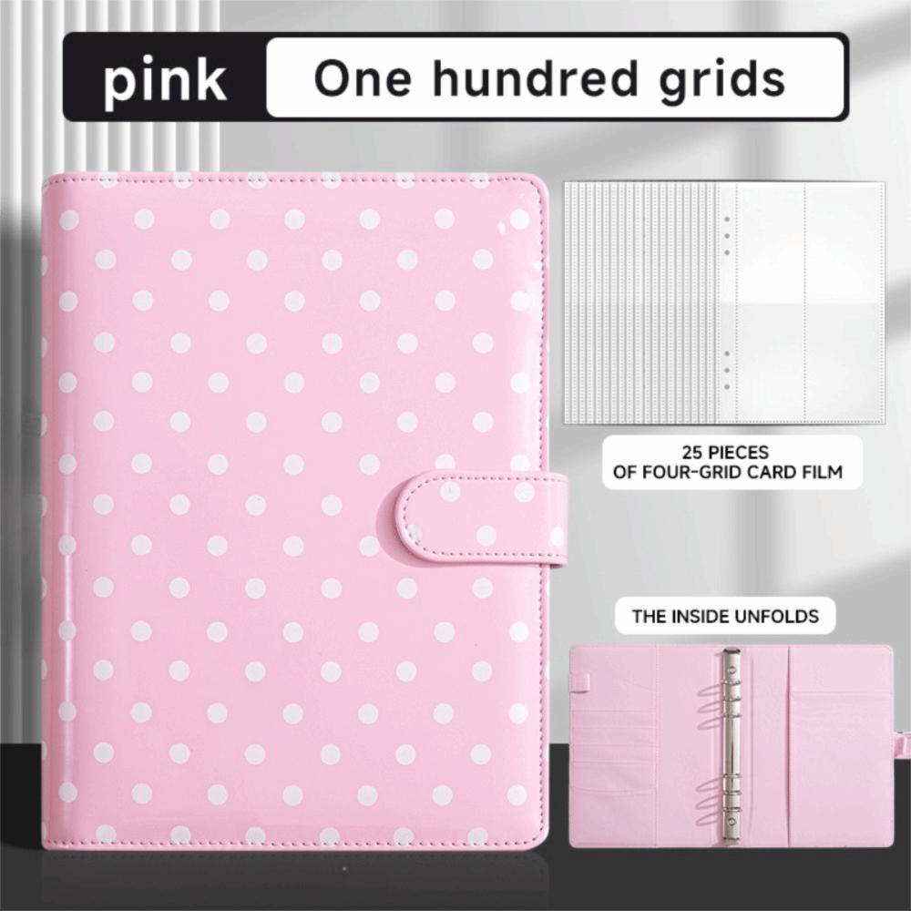 

PU A5 Soft Budget Binder Planner Colorful Money Saving Envelope Notebook Binder for Budgeting Polka Dot Pink