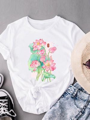 (Asian Size) Short Sleeve T-shirts T Trend Cute 90s Clothing Fashion Print Female Casual Women's Top Graphic Tee