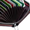 Fashionable RFID Accordion Cowhide Card Holder with Zipper for Ladies and Men
