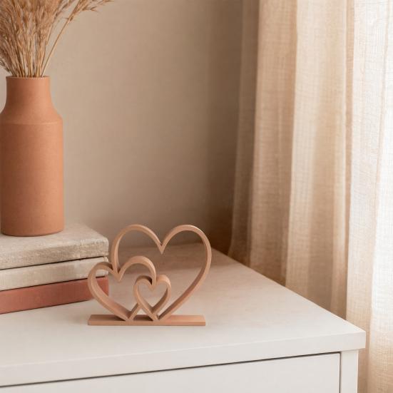 Valentinstagsgeschenk Ineinandergreifende Herzstatue 3D-gedruckte Schreibtischfigur Romantisches Liebesherz
