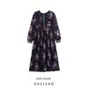 Kaslead New Arrival Women's Clothing Fashion Style Fashion Minimalist Loose Chiffon Print Pleated Dress