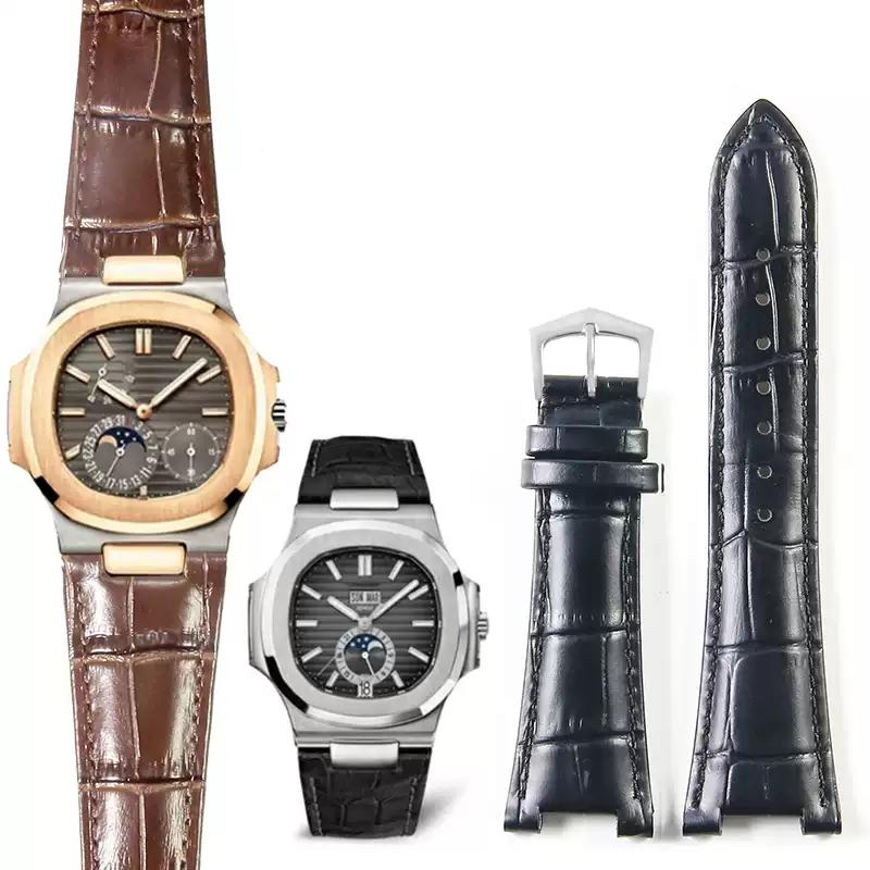Cinturino Originale in Vera Pelle per Orologi Patek Philippe 5711 5712G Nautilus Uomo Donna Bocca Concava Convessa Cinturino Orologio 25-12mm