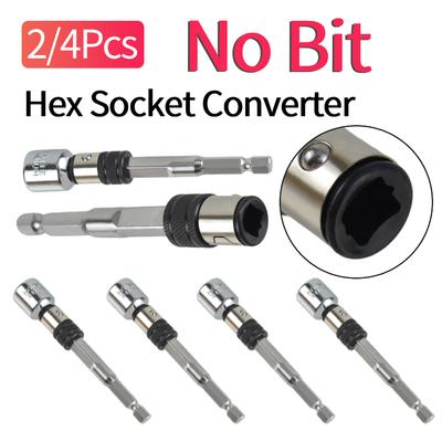 2/4Pc Hex End Hex/Socket Extension (Without Bits) Drill Bit and Socket Adapter for Rotary Hammer To Impact Drill Conversion Tool