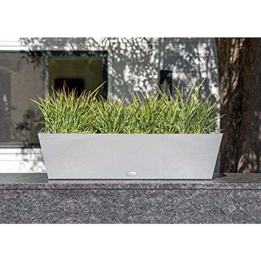 Pure Series Long Rectangular Window Box Planter for Indoor Outdoor Windowsill Balcony Durable All-Weather Planter with Drainage