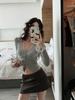 Women's Retro V-Neck Lace Trim Slim Fit Long Sleeve Crop Cardigan