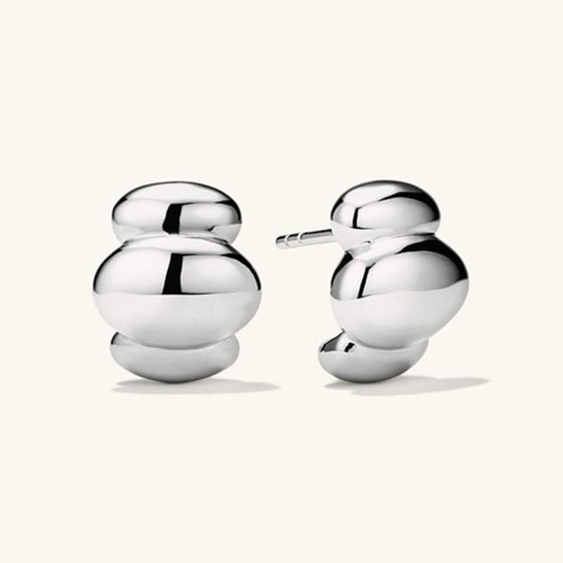 Geometric Horn-Shaped Stud Earrings Women Sterling With 18K Gold Plating Modern Minimalist Fashion Jewelry