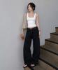 Millieonkoleu 9117 Unisex Semi-Wide Black Denim Pants