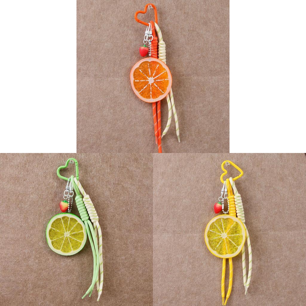 Fruit Keychain Pvc Handmade Woven Lemon Strawberry Bag Decor For Casual Use