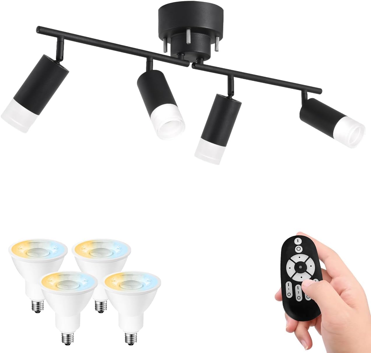 

ANWIO 4-Light Ceiling Light, Spotlight, 450LM, 4.5W Power Consumption (40W Equivalent), Remote Control, E11 Base, Dimmable, Color-Adjustable, Acrylic