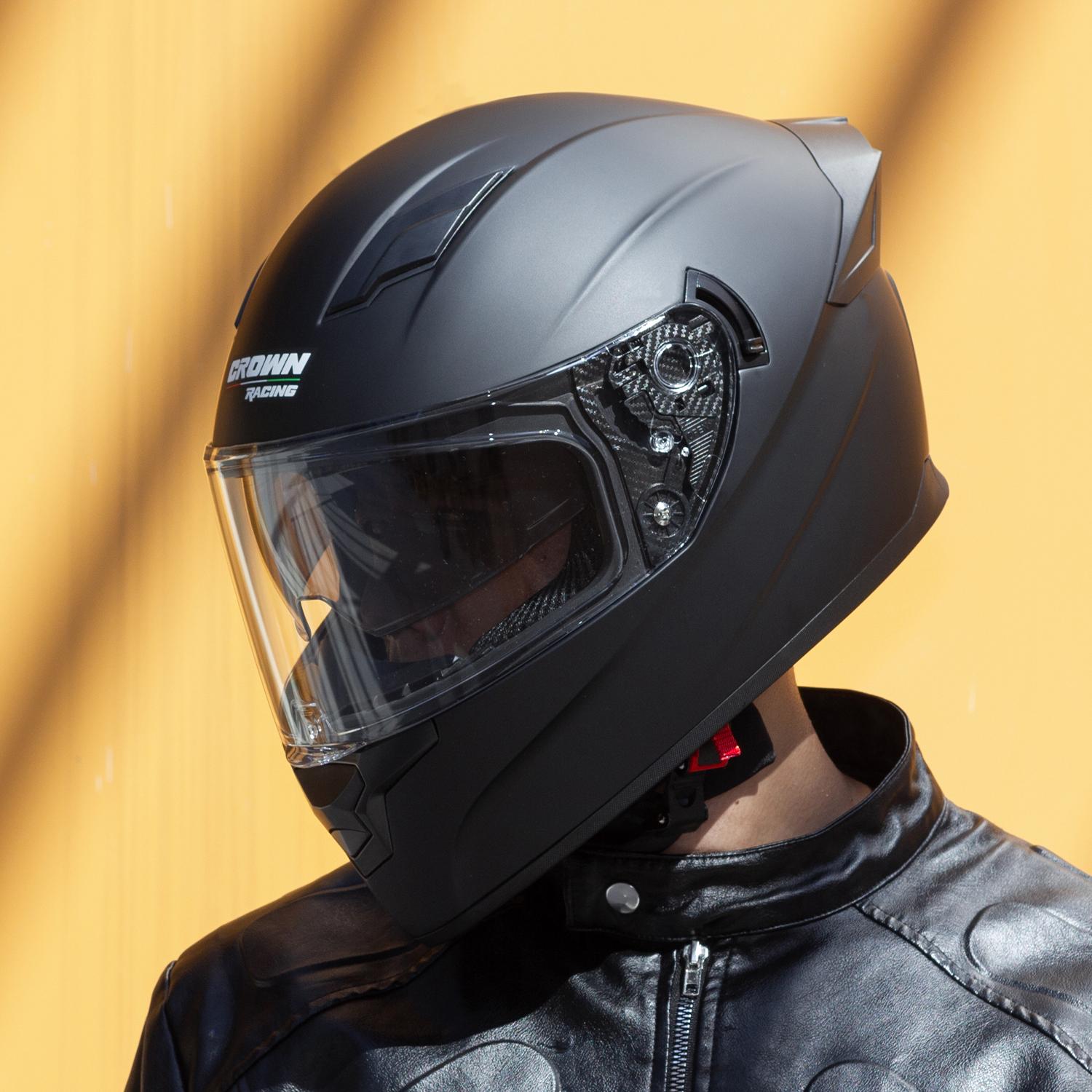 

Full - Face Motorcycle Helmet DOT Certified Unisex Helmet with Built - in Sun Visor and Clear Outer Visor M