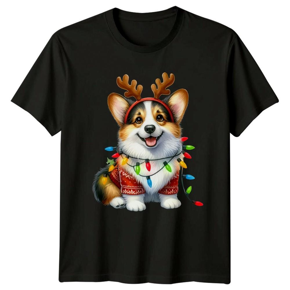 Corgi Christmas Holidays Unisex Unisexs Graphic Tee Reindeer Lights Dog Sweater