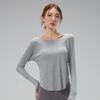 Women's One-Shoulder Yoga Cardigan T-Shirt, Body-Concealing, Casual Sportswear for Pilates.