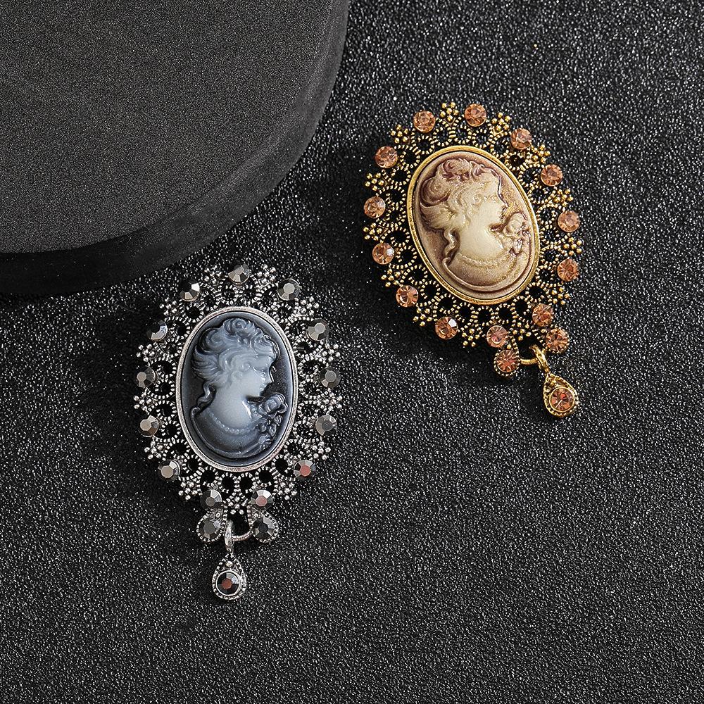 Retro Beauty Head Ins French Badge Gift Brooch