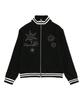 EASY NO EASY Embroidered Track Zip-Up Knit - Black