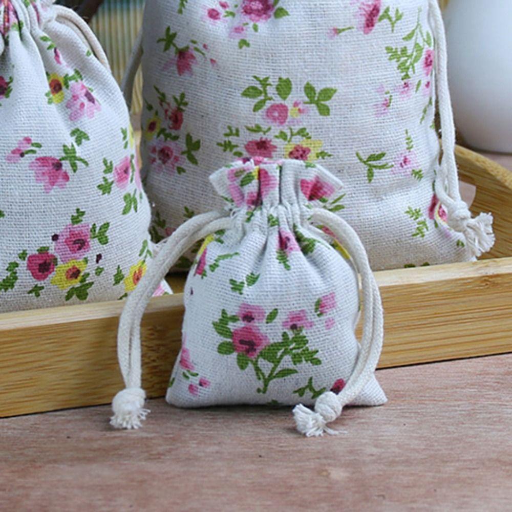 20pcs Cartoon Jewelry Storage Bag Handbag Packaging Coin Purse Drawstring Linen Pouch  Gift Bag