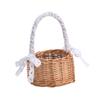 Gewebter Blumenmädchenkorb mit Griff Handgewebter Rattan Künstliche Blume Aufbewahrungskörbe für Zuhause Hochzeit Geburtstag S