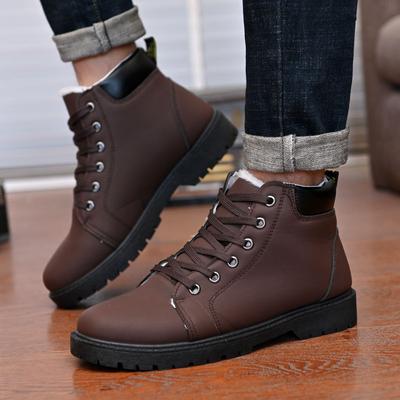 Stivali Uomo Autunno Inverno Taglia Grande Moda Pelliccia Lacci Caldi Stivali in Pelle Per Uomo Scarpe Casual da Neve Alte Uomo