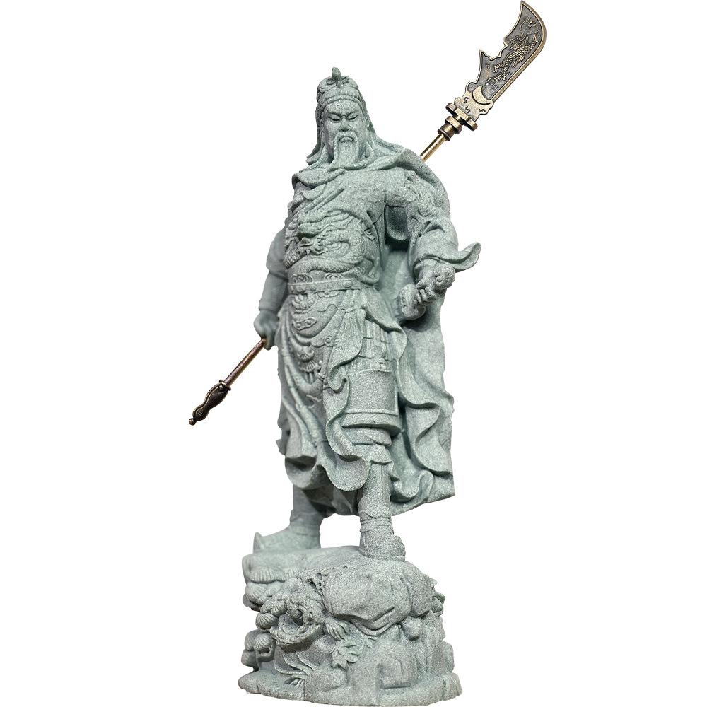 Posąg Guan Yu Chiński Bóg Wojownik Lojalności Bogactwa Ręcznie Rzeźbiona Rzeźba z Żywicy do Domu  Dekoracja Sukcesu w Biznesie Ochrona Prezent