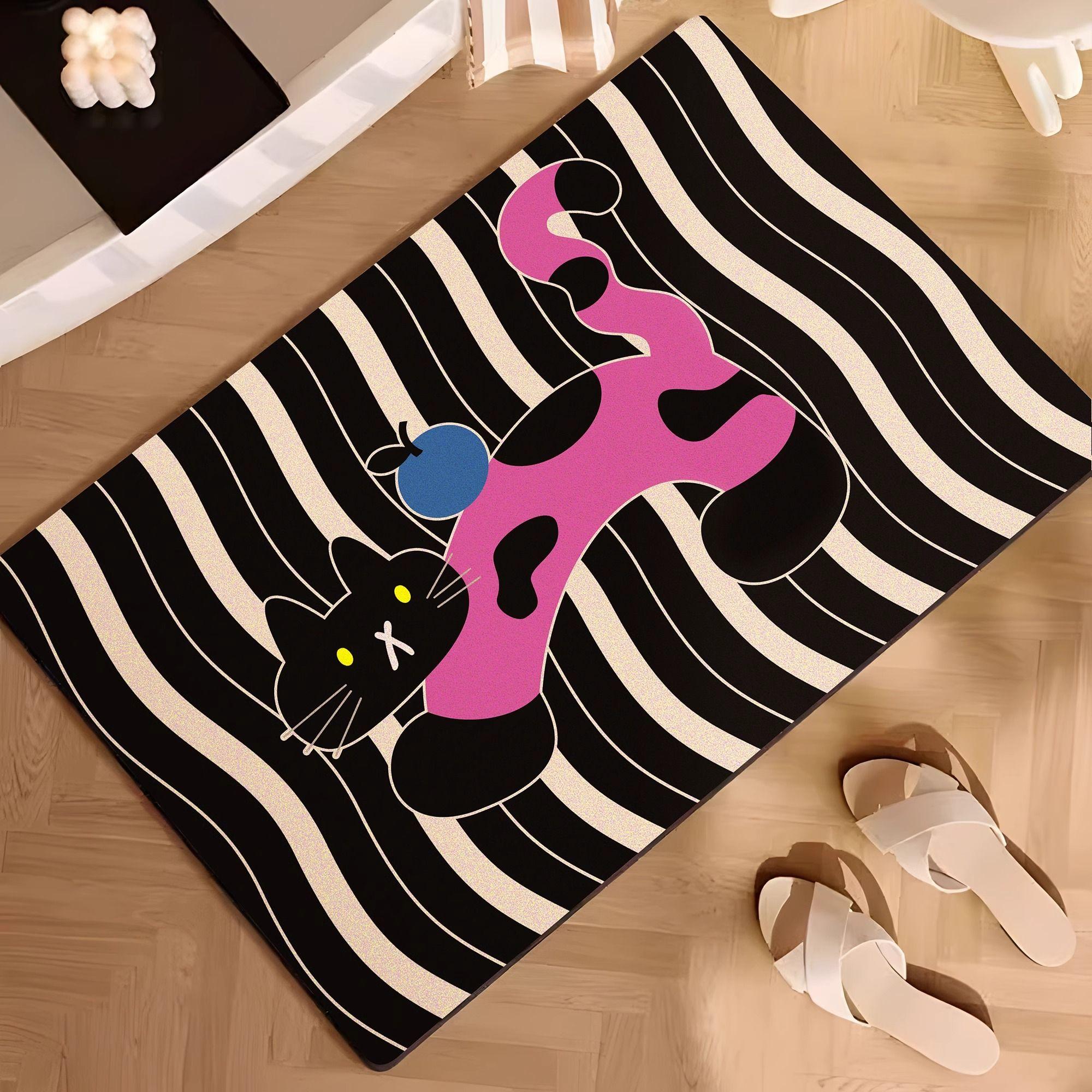 Cartoon Badezimmer rutschfeste Fußmatte, Toilette Kieselgur schnelltrocknende saugfähige Bodenmatte, Eingang Badezimmer Toilettenmatte 40X60cm 15.7X23.6in