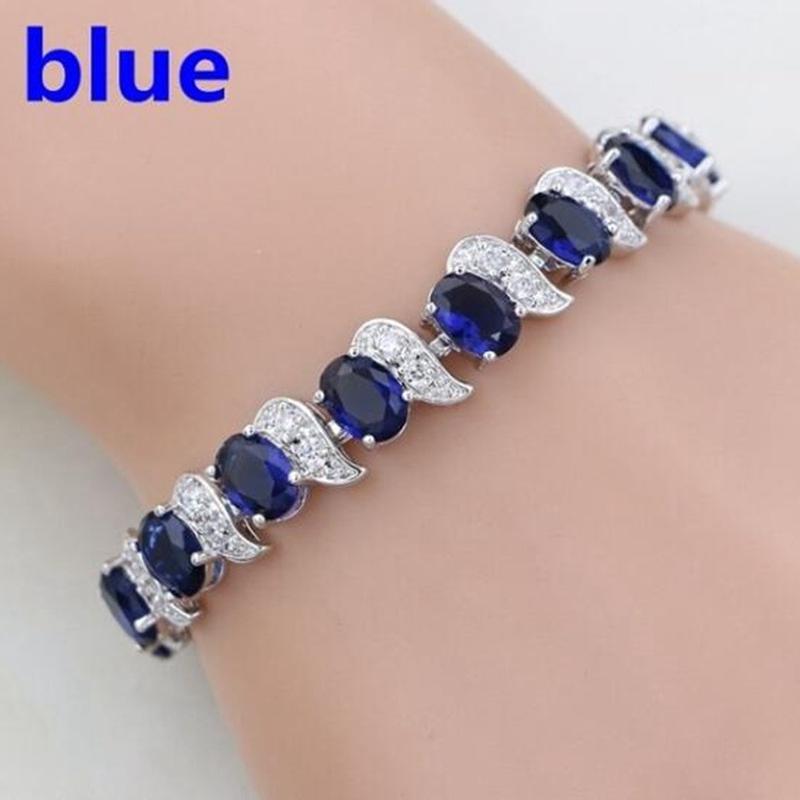 Casual Mystic Sky Blue Cubic Zirconia White Cubic Zirconia Charm Bracelets For Women Fashion Bracelet