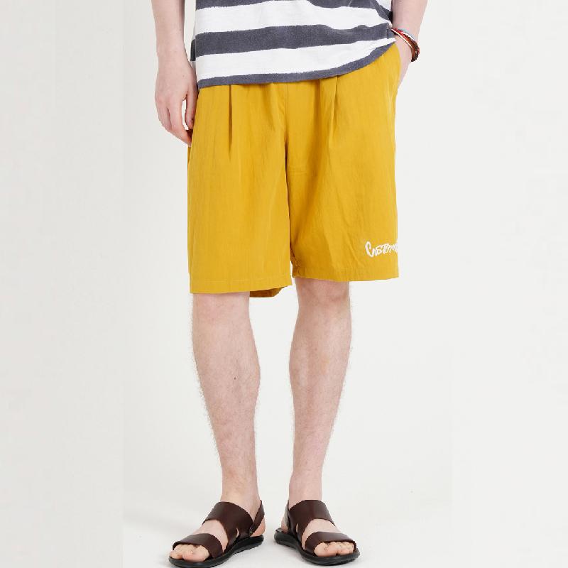 CUSTOMUS Logo Embroidery Men'S Resort Single-Pleat Wide Elastic Waist Summer Half Pants Cxs25Mwhp706 Mus