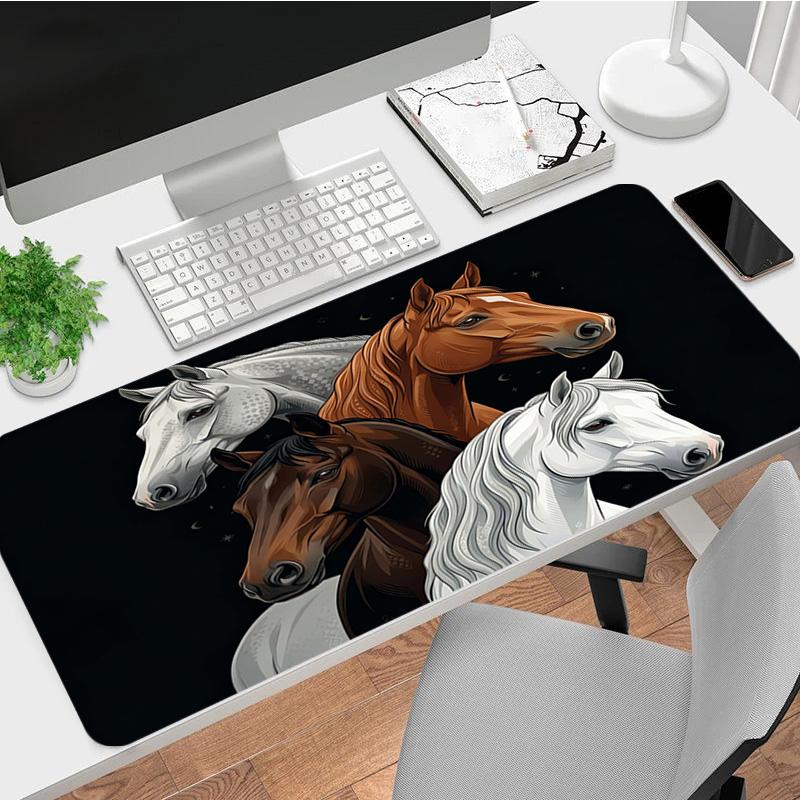 Horse Art Xl Gaming Mouse Pad Nonslip Rubber Base Stitched Edge Waterproof Desk Mat For Pc Laptop Gamer Office Computer Accessories C927372